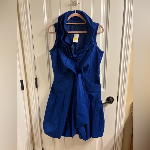 NWT SAMUEL DONG Cobalt Blue Sleeveless Bubble Hem Dress L Discontinued Style - Picture 2 of 11